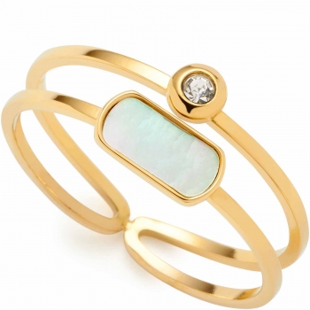 Leonardo Ring MELLA Gold – Elegantes Design mit Perlmutt & Glaskristall