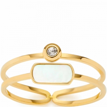 Leonardo Ring MELLA Gold – Elegantes Design mit Perlmutt & Glaskristall