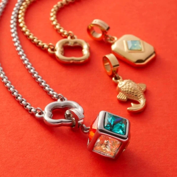 Elegante Venezianerkette mit Kleeblatt-Element für Clip&Mix-Anhänger 023734