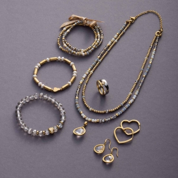 BERNADETTE – Dreifach-Armband in Gold & Graunuancen