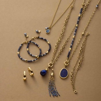 Armband ALINE gold – Harmonie aus Nachtblau, Grau & Gold