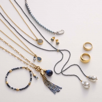 Armband ALINE gold – Harmonie aus Nachtblau, Grau & Gold