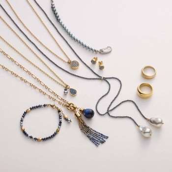 SOPHIE – Y-Kette mit Hämatitglanz & Barockperlen