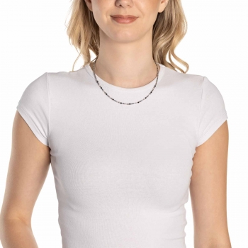 Leonardo Halskette LIZO – Moderner Black & White-Look mit geometrischem Glasdesign