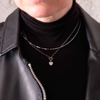 Leonardo Halskette LIZO – Moderner Black & White-Look mit geometrischem Glasdesign