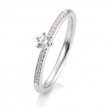 Antragsring | Solitaire Ring Weissgold mit 0,23 ct W/SI