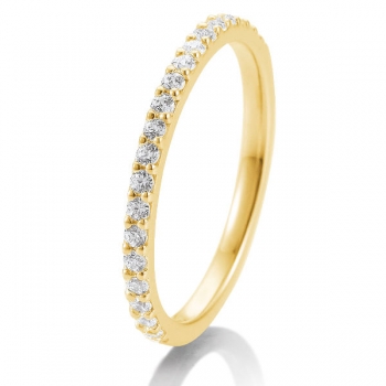 Gelbgold Memoire Vorsteckring mit 0,36 ct w/si Brillanten.