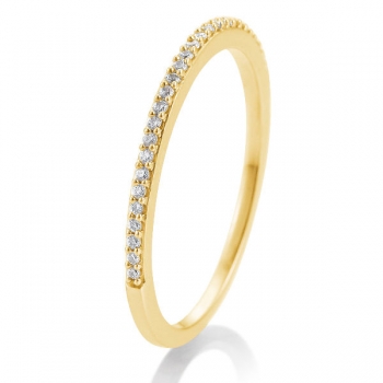 Schmaler Gelbgold Vorsteckring mit 0,112ct w/si Brillanten.