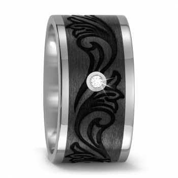 12 mm breiter Titan Carbon Ring mit Brillant 567659