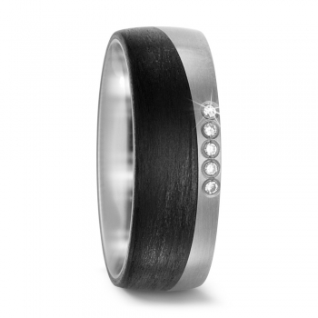 Titan Carbon Ring mit 5 Brillanten 567668