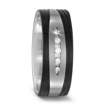 Titan Carbon Ring mit 5 Brillanten 567696