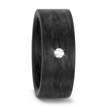 Carbon Ring 8 mm breit mit Brillant 571081