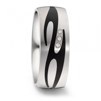 Titan Carbon Ring mit 3 Brillanten 581868