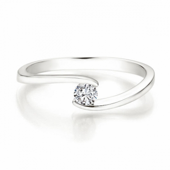 Solitaire Ring Weissgold mit 0,150 ct W/SI