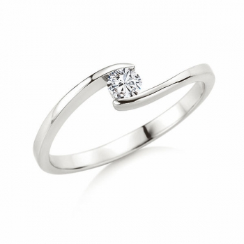 Solitaire Ring Weissgold mit 0,150 ct W/SI