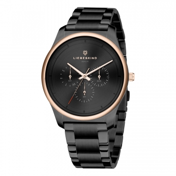 LIEBESKIND BERLIN Edelstahl Multifunktionsuhr Bicolor, IP Black/IP Roségold