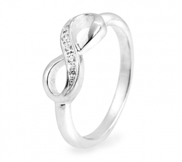 Infinity, kleiner Ring aus Silber mit Zirkoniapavée.
