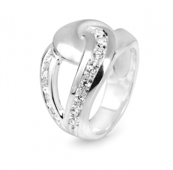 Infinity, großer Ring aus Silber mit Zirkoniapavée.