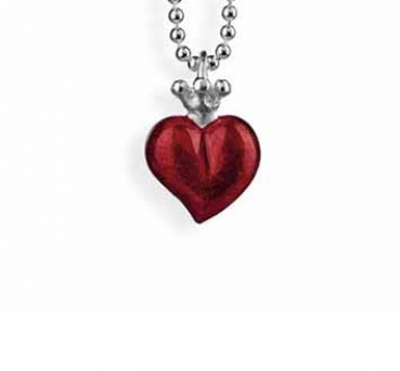 Crown of my Heart - Silber Herz Anhänger - rot