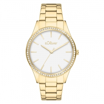 s.Oliver Damenuhr – Goldene Eleganz mit funkelndem Detail