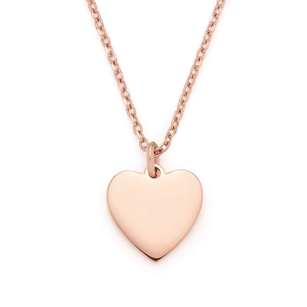 Edelstahl Halskette IP rosé Gold mit Herz und persönlicher Gravur.