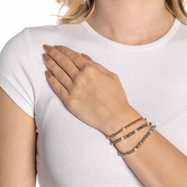 BERNADETTE – Dreifach-Armband in Gold & Graunuancen