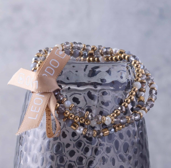 BERNADETTE – Dreifach-Armband in Gold & Graunuancen