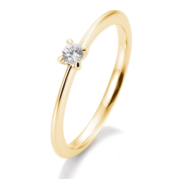 Antragsring | Solitaire Ring Gelbgold mit 0,10 ct W/SI