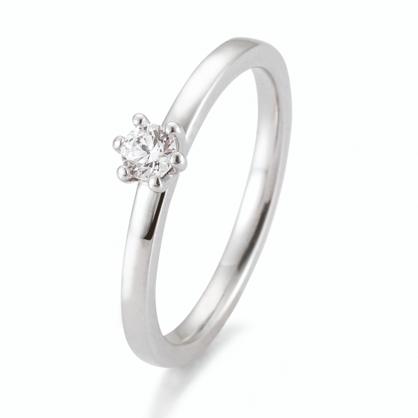Antragsring | Solitaire Ring Weissgold mit 0,15 ct W/SI