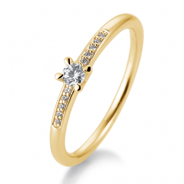 Antragsring | Solitaire Ring Gelbgold mit 0,15 ct W/SI