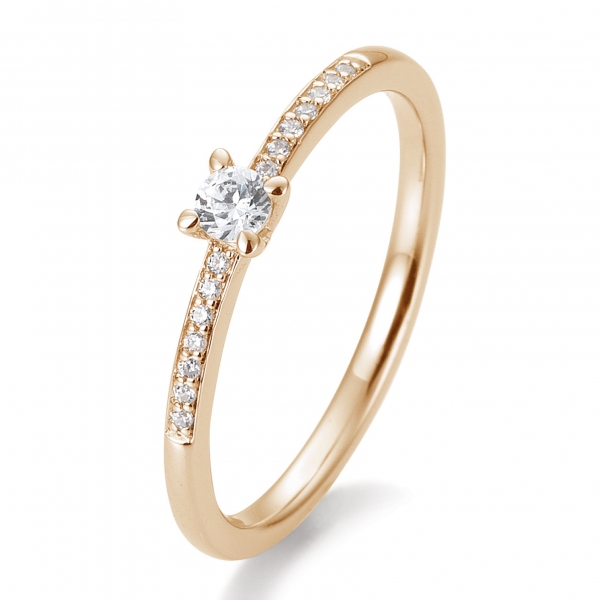 Verlobungsring | Solitaire Ring Rotgold mit 0,17 ct W/SI