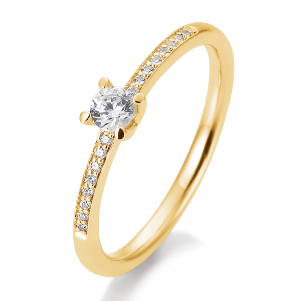Verlobungsring | Solitaire Ring Gelbgold mit 0,23 ct W/SI