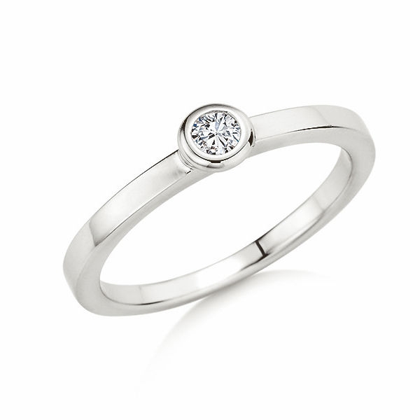Solitaire Ring | Antragsring Weissgold mit 0,100 ct W/SI