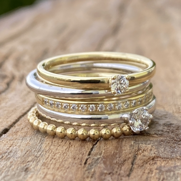 Antragsring 6er Krappenfassung Gelbgold mit 0,15 ct W/SI