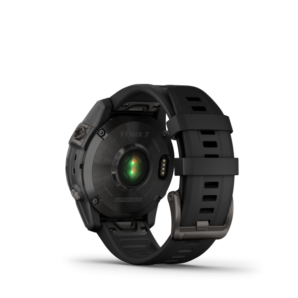 fēnix® 7 – Sapphire Solar Edition, schiefergraues DLC-Titan mit schwarzem Armband
