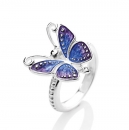 Flying Purple, Schmetterling Ring aus Silber mit Brandlack.